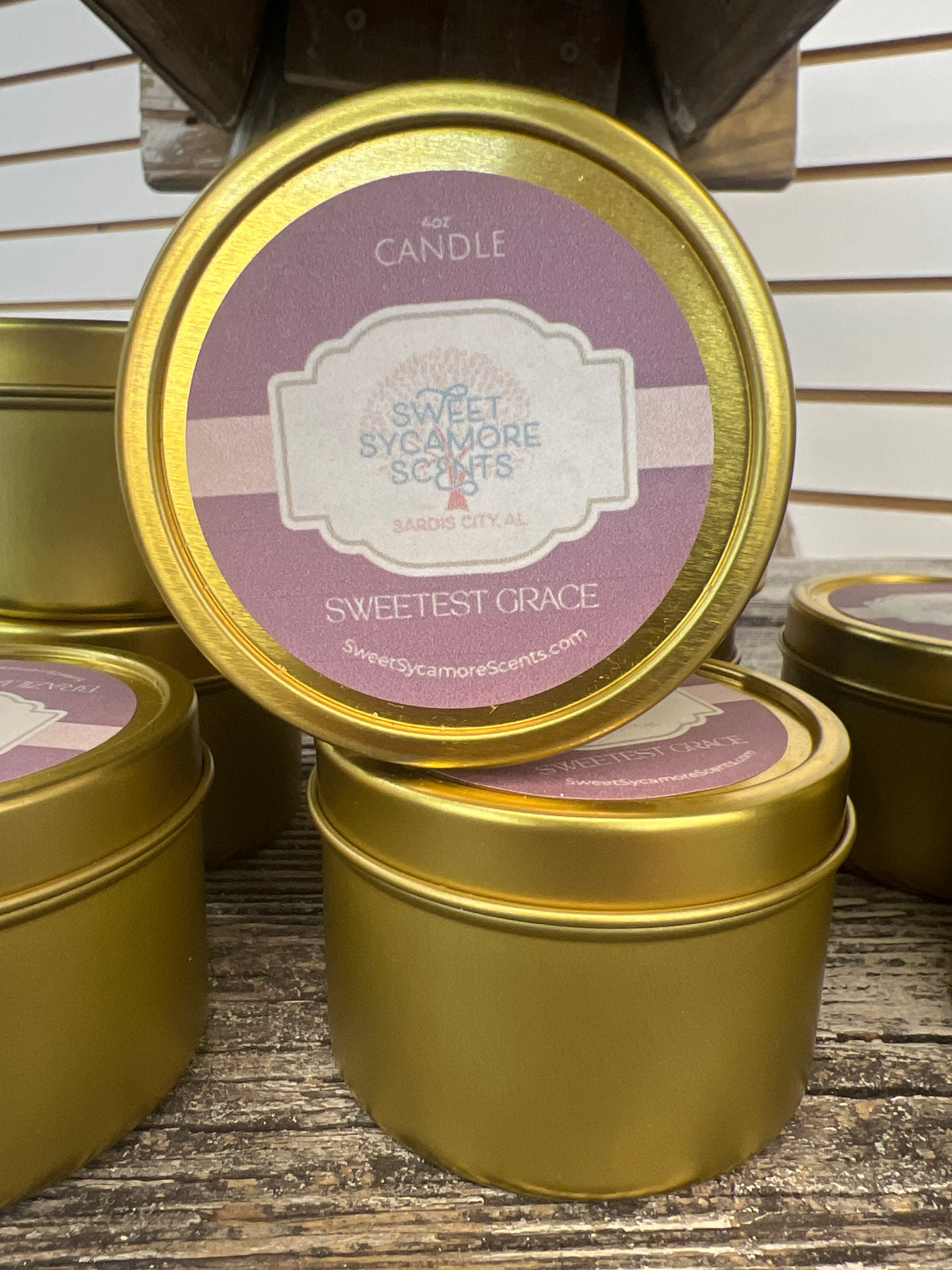 4oz Gold Tin Candle