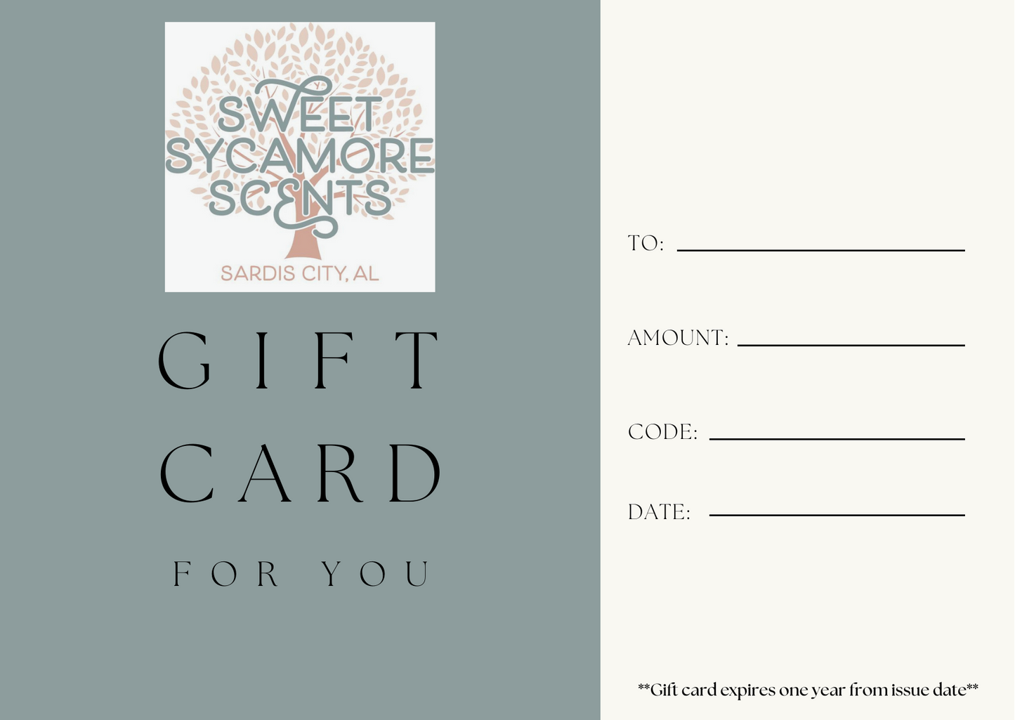 Sweet Sycamore Scents Gift Card